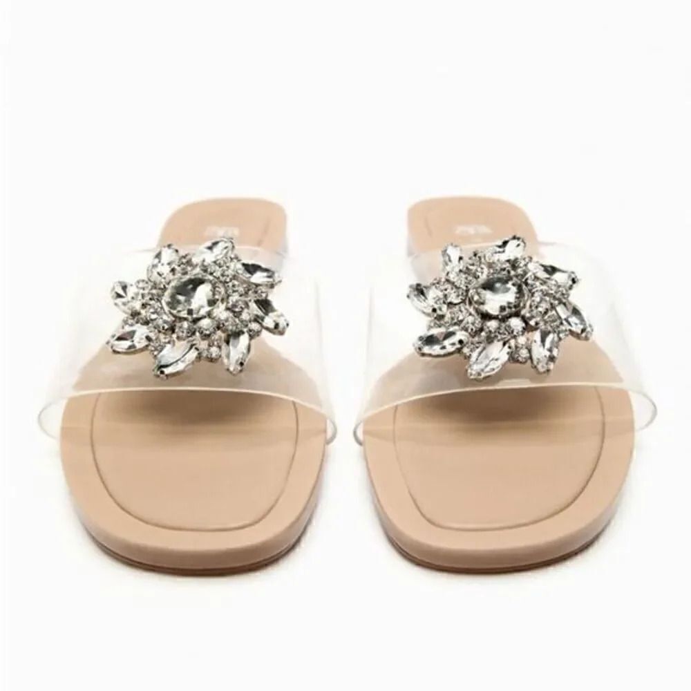 ZARA EMBELLISHED VINYL FLAT SANDALS‎ - Picture 4 of 8